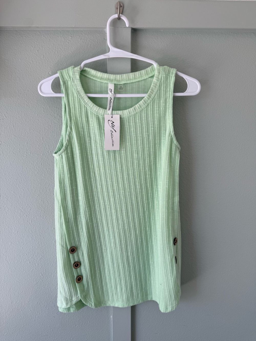 NY Collection Mint Ribbed Knit Tank